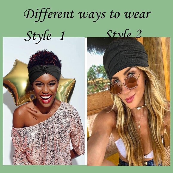 Set of 2 Extra Wide Knotted Turban Headbands for Women - Fashionable & Stretchy - Picture 6 of 7